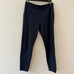 Zella Navy High Rise Leggings Women's Size L Side Pockets 7/8 Length
